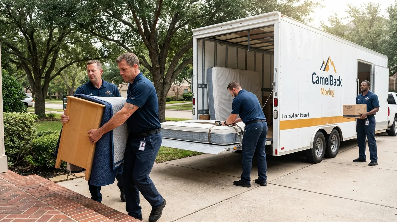 Crew loading residential truck for cross-state move from Gilbert, AZ