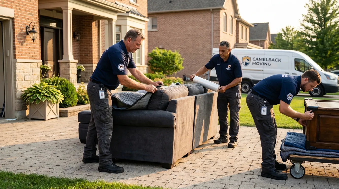 Large estate moving crew wrapping furniture in Gilbert, AZ